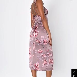 Floral Satin Midi Dress
